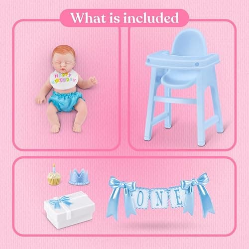 My Mini Birthday Series 1 By ZURU | 6 mini baby dolls to collect; birthday outfits & accessories; cake, balloons & party props; nurturing play; kids gift thumbnail 5
