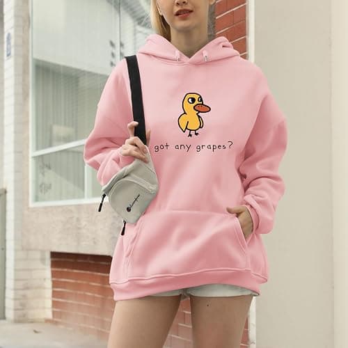 KEEVICI Cute Duck Graphic Hoodies for Teen Kawaii Cartoon Hoodie Funny Sweatshirts Letter Print Pullover With Pocket thumbnail 3
