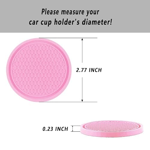 ZSDY Car Cup Coaster, 4PCS Universal Auto Non-Slip Cup Holder Embedded in Ornaments Silicone Coaster, Car Interior Accessories Sets, Pink thumbnail 2