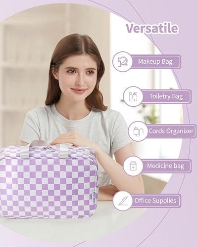 Full Size Toiletry Bag Large Cosmetic Bag Travel Makeup Bag Organizer for Women thumbnail 6