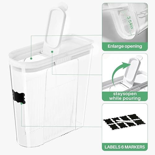 Cereal Containers Storage, 3 PCS PET Airtight Food Storage Containers With Lids (4L/135.2oz) For Kitchen Pantry Cabinet Organization, Plastic Clear BPA-Free Canister Set For Dry Food Flour Sugar Rice thumbnail 8