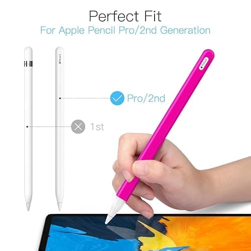 MoKo Pencil Case for Apple Pencil 2nd Generation/Apple Pencil Pro,[2 Pieces] Protective Silicone Apple Pencil 2nd Generation Pencil Holder Sleeve and Protective Nib Cover for Apple Pencil 2,Pitaya Red thumbnail 2