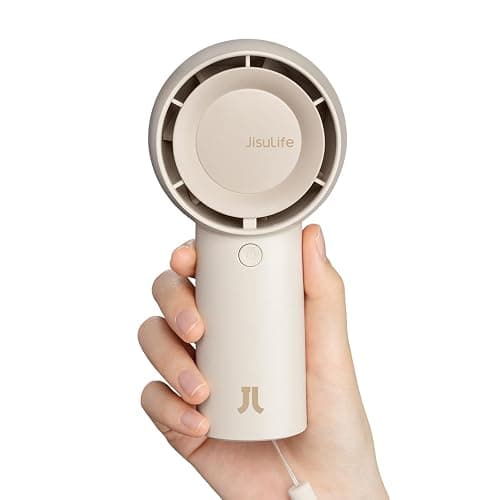 JISULIFE Handheld Portable Turbo Fan [16H Max Cooling Time], 4000mAh USB Rechargeable Personal Battery Operated Mini Small Pocket Fan with 5 Speeds for Travel/Outdoor/Vacation/Concerts - Brown - Image 1