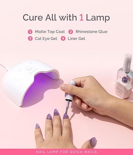 MelodySusie Small LED UV Nail Lamp with Lightweight Design, P-ART06F Nail Dryer with Simple Button Control Cures All Soft Gels at Home, Especially Half-Cured Gel, Base Coat & Top Coat White thumbnail 3
