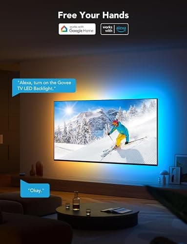 Govee TV LED Backlight, RGBIC Smart LED Strip Lights for 55-65 Inch TVs, Bluetooth and Wi-Fi APP Control, Works with Alexa & Google Assistant, Music Sync, 99+ Scene Modes, Adapter thumbnail 3
