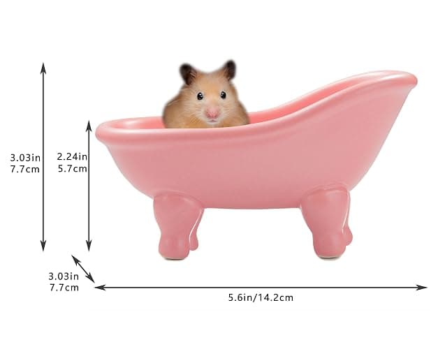 1 Piece 5.6" Colorful Ceramic Mini Clawfoot Bathtub Soap Dish Decortative Soap Dish Small Planter Makeup Organizer Container Hamster Bathtub（Pink） thumbnail 3