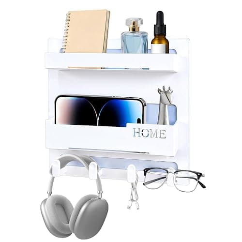 KEYCHAD Bedside Shelf for Dorm Bed & Small Spaces - No Drill Floating Wall Organizer, Wall Mounted Bed Shelf Storage, Dorm Room Essentials for Girls, Cute Storage Decor for Bunk Bed, Small Room - Image 1