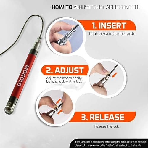 MOGOLD 2-in-1 Speed Rope: 2mm for Boxing/MMA & 3mm for CrossFit - Tool-Free Adjustable Cable System with Dual Bearings - Sweatproof Hybrid Grip for High-Intensity Training thumbnail 4