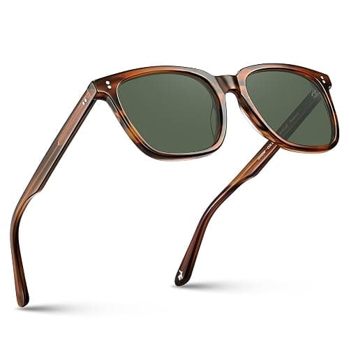 CARFIA Acetate Polarized Sunglasses for Men UV400 Protection Classic Retro Square Shades Driving Glasses - Image 1