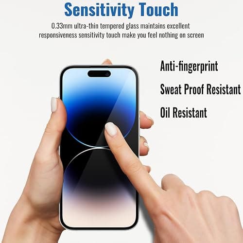 NEEPART 3 Pack Privacy Screen Protector for iPhone 14 Pro Max[6.7 inch], Sensor Protection, Dynamic Island Compatible, 9H Anti Spy Private Tempered Glass Film, Anti-Scratch, Case Friendly, Easy thumbnail 5