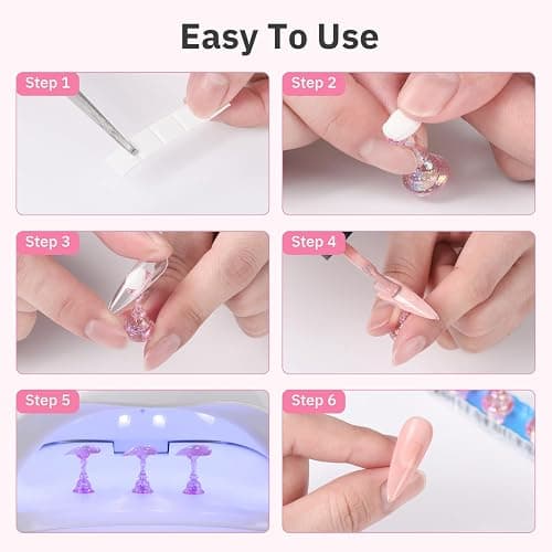 Etercycle 2 Set Nail Holder for Display Painting Nails - Aurora Acrylic Magnetic Practice Nail Stand Set - Fake Nail Holder for Press On Nails with Reusable Adhesive Putty (Aurora Pink) - Transparent + Pink thumbnail 7