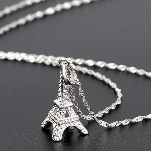 Gemschest Sterling Silver Eiffel Tower Pendant Necklace Paris Jewelry for Mom Women with 18" Silver Chain thumbnail 4