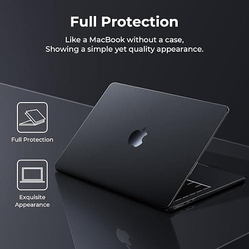 EooCoo [Ultra Thin Armor] Compatible with MacBook Air 15 inch Case M4 2025 2024 2023 M3 M2 A3241 A3114 A2941, [Matte Black Titanium] Matte Protective Hard Shell with Keyboard Skin, Black Titanium - Black Titanium Clear thumbnail 6