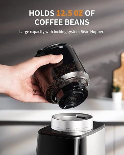 SHARDOR Conical Burr Espresso Coffee Grinder Electric with Precision Timer 2.0, Touchscreen Adjustable Burr Mill with 51 Precise Settings for Home Use, Anti-static, Stainless Steel thumbnail 8