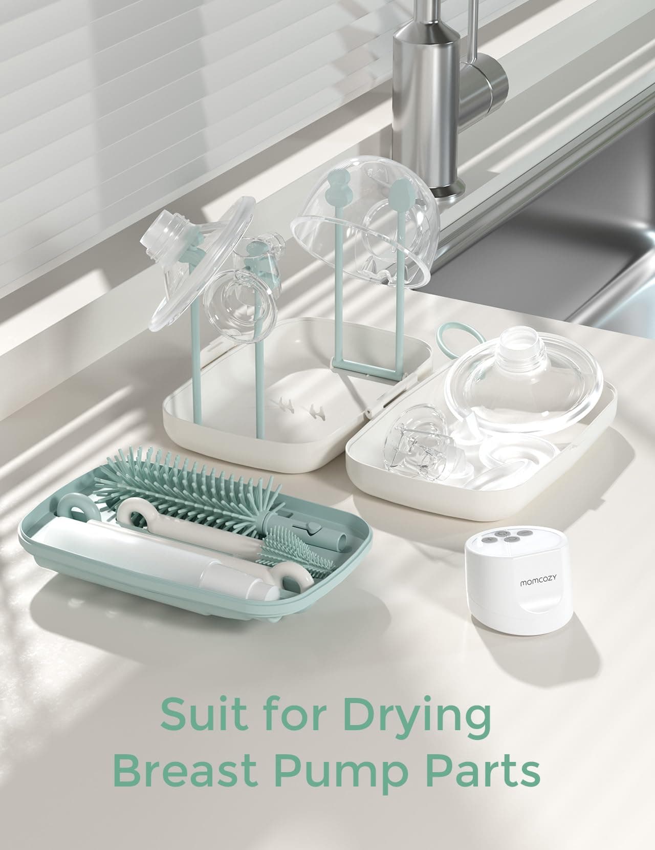Momcozy Bottle Brush Set - Baby Bottle Cleaner Kit with Silicone Nipple Straw Brush, Soap Dispenser, Drying Rack - 7 in 1 Bottle Cleaning Tool for Home and Travel thumbnail 8