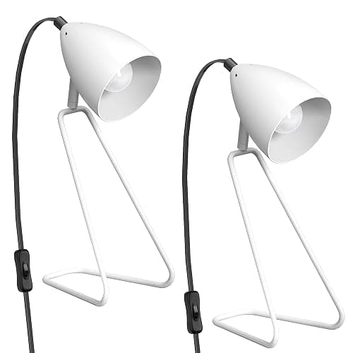 PARTPHONER Table Lamp Set of 2, 350°Rotatable Small Desk Lamp, Modern White Reading Bedside Lamps, Suitable for Study, Bedroom, Office, Dorm, Children's Room, 2 Bulbs Included thumbnail 3