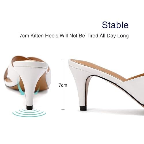 Greatonu Women's Kitten Heels Sandals for Women 2026 Square Open Toe Kitten Heeled Sandals Cross Strap Slip on 2.5 Inch Heeled Sandals thumbnail 5