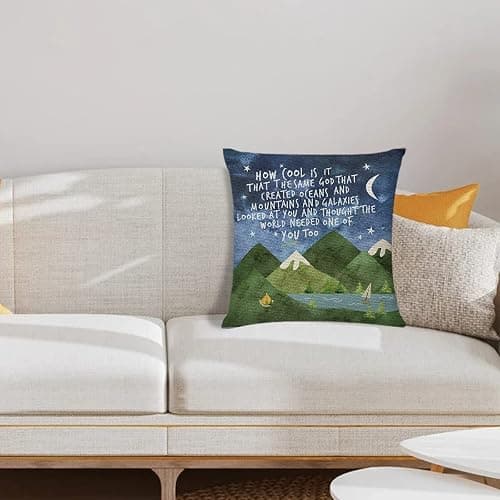 Littlefa Inspiring Gifts Cute Mountains Throw Pillow Cover Mountains Cushion Cover Decorative Pillowcase Living Room Bedroom Decor for Girls Friends Daughter Niece Women - How Cool thumbnail 4