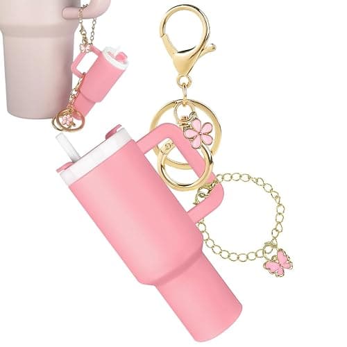 ERTUNA Mini Tumbler Keychain Accessories for Stanley Cup, 2 Way Cute Charms Chapstick Lip Balm Holder for Women Purse Handbag - Image 1