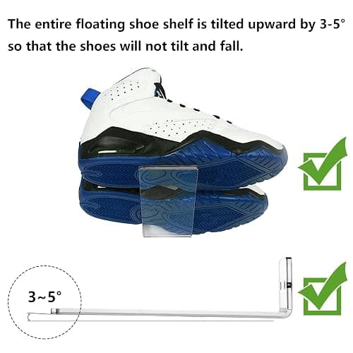 Youeon 8 Pack Floating Shoe Display Shelf, 8 x 3 Inch Acrylic Shoe Shelf for Wall, Floating Sneaker Shelves, Hanging Shoe Shelves for Bedroom, Gaming Room, Sneaker Collection, Easy to Install thumbnail 7
