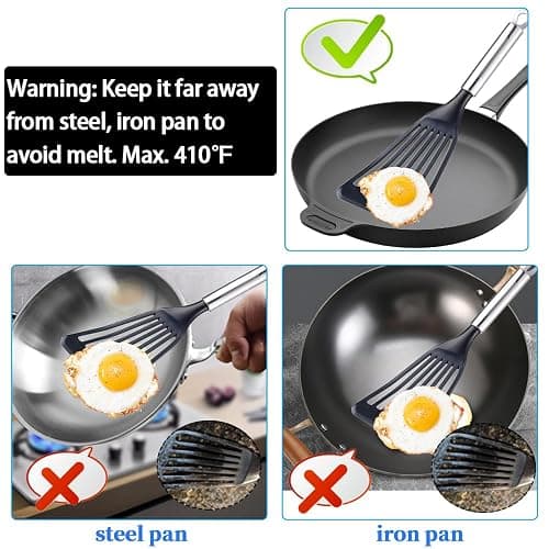 KSENDALO Thin Kitchen Spatula Turner for Egg,Fish, Slotted Flexible Plastic Spatula for Nonstick Cookware, Idea Kitchen Utensil for Egg, Bacon, Fish, Pancakes thumbnail 5