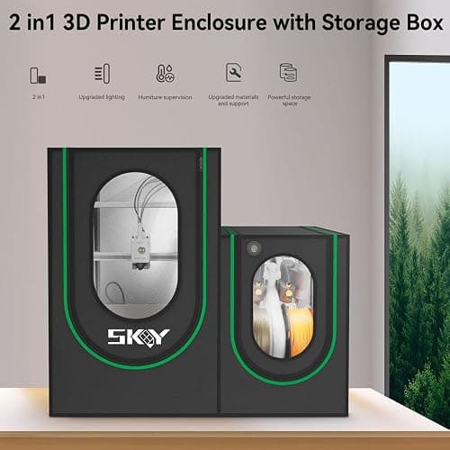2 in1 3D Printer Enclosure with Storage Box LED Light,Thermo-Hygrometer, Fireproof Dustproof Tent Constant Temperature Protective Cover 820*600*720mm for Bambu Lab A1,A1 Mini,Ender3 Series, Ender3 Neo thumbnail 2