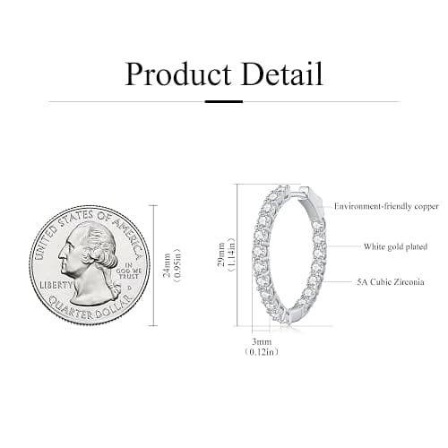 Gold Hoop Earrings for Women 14K Gold Plated Cubic Zirconia Hoop Earrings for Women 30mm Diamond Hoop Earrings Valentine's Day Mother's Day Birthday Jewelry Gift for Women thumbnail 6