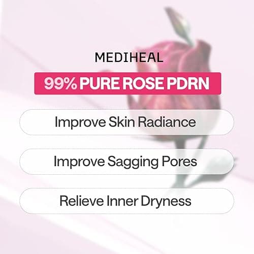 Mediheal Rose PDRN Essential Sheet Mask 4 pcs. 99% Pure White Rose PDRN & Hyaluronic Acid for hydrating, firming, and enhancing moisture barrier, skin firmness, and glow. Vegan formula. - 4 pcs - Rose PDRN thumbnail 3
