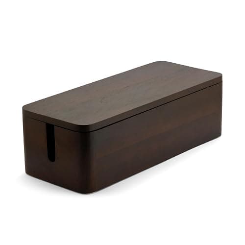Cable Management Box – Power Strip Organizer – Desk Cord Organizer to Hide Wires & Chargers – Cable Storage Box for Home, Office Desk & Floor Cable Organization (Dark Walnut) thumbnail 3