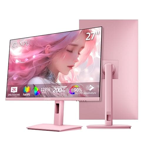 CUNPU 27 Inch Pastel Pink Gaming Monitor QHD 2560x1440 180/200Hz 1ms GTG Fast IPS Computer Monitor, 90% DCI-P3, Adaptive Sync, Built in Speaker, Height/Swivel/Tilt/Pivot Adjustable Stand, HDMI,DP - Image 1