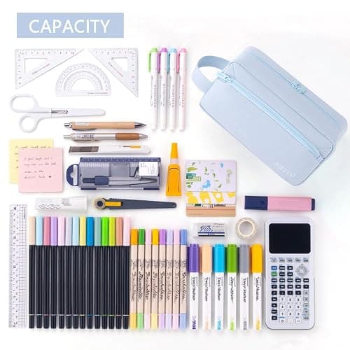 HVOMO Big Capacity Pencil Case Pen Pouch Holder Bag Large Storage Art Supply Marker Durable Stationery School Office Desk Organizer Portable for Kids Teen Student Girls Boys Adults（Blue） thumbnail 5