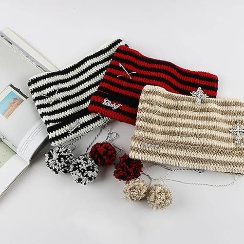 Grunge Beanies Crochet Knitted Hats for Women Girls Fox Cat Ear Goth Emo Alt Y2K Accessories Grunge Clothes thumbnail 7