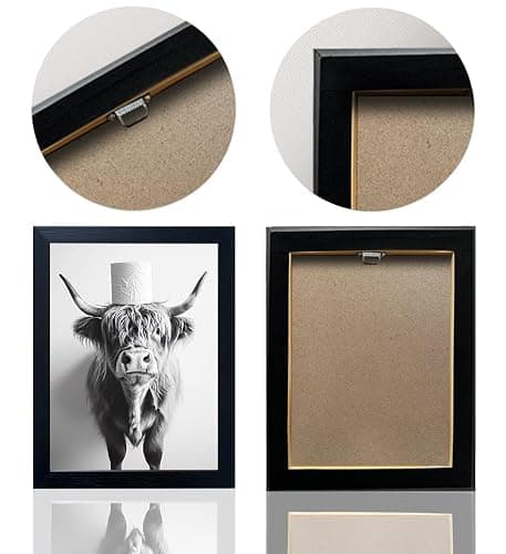 Framed Black and White Bathroom Wall Decor Highland Cow with Toilet Paper on Head Canvas Wall Art Toilet Decor Cow Pictures Wall Decor Animal Bathroom Sign Artworks for Home thumbnail 4