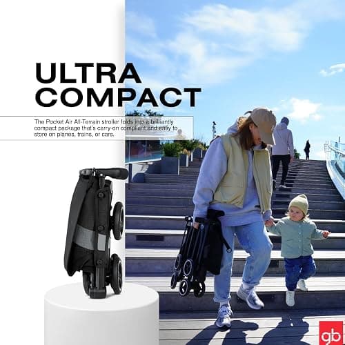 gb Pockit Air All Terrain Ultra Compact Lightweight Travel Stroller with Breathable Fabric in Velvet Black thumbnail 3
