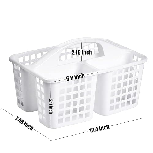 ALINK Plastic Shower Caddy Basket with Compartments, Portable Divided Cleaning Supply Storage Organizer with Handle for College Dorm Bathroom - White thumbnail 9