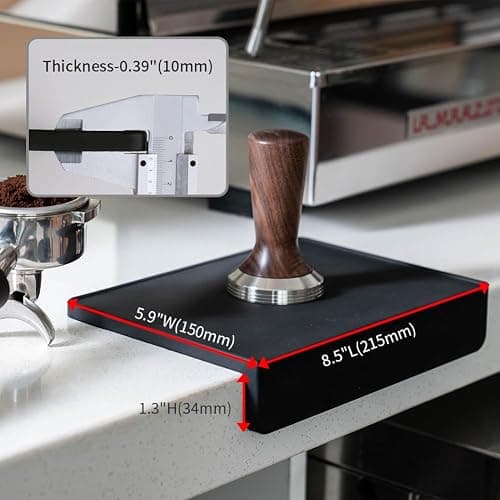 watchget Espresso Tamping Mat, Coffee Tamper Mat, Black Food Grade Silicone Pad, 8Inch X 6Inch Coffee Tamping Mat, Portafilter Mat For Barista Espresso Machine Accessory, Waterproof and Heat Resistant thumbnail 3