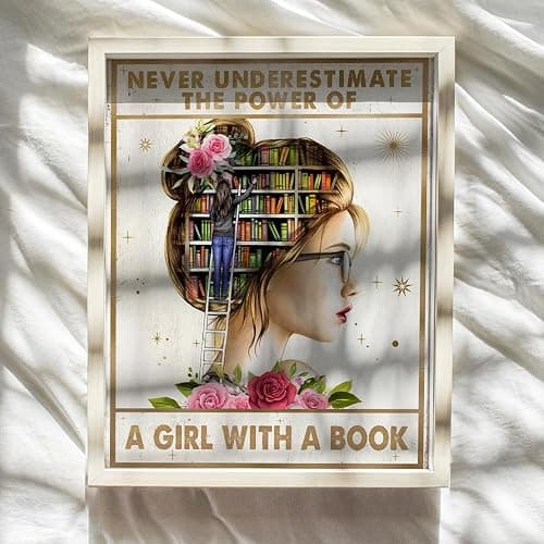 Empowering Wall Art For Tween Girl 11x14 - Never Underestimate A Girl With A Book - Inspirational & Motivational quote Poster - Ideal for Classroom Decor, Teacher Gifts,Woman Room Decor - Unframed thumbnail 8