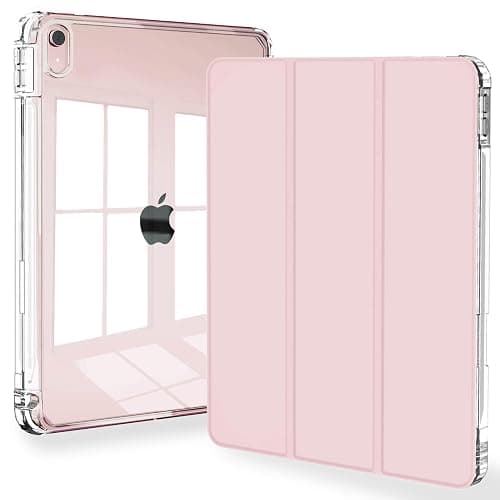 Feams Slim Case for iPad Air 11-inch M3 2025 / M2 2024, iPad Air 5th Generation 2022 / iPad Air 4th Generation 2020 10.9 Inch Case Clear Back with Pencil Holder & Auto Sleep, Pink - Image 1