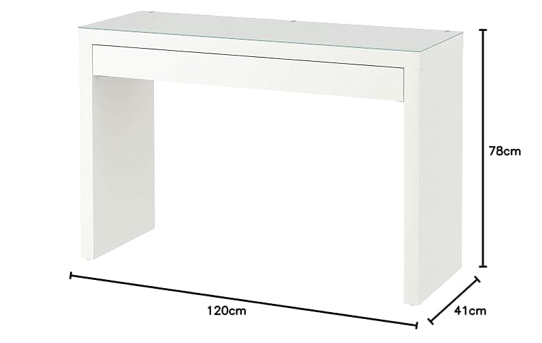 IKEA-Malm-Schminktisch weiß weiß mit Glasplatte 120 x 41 x 78 cm thumbnail 3