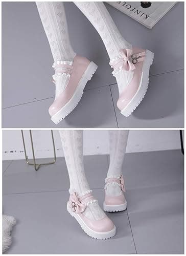 BB BEROBELLO FASHION IS AN ATTITUDE Japanese Sweet Lolita Flat Shoes Maid Cosplay Mary Jane Shoes - 7 - Pink thumbnail 3