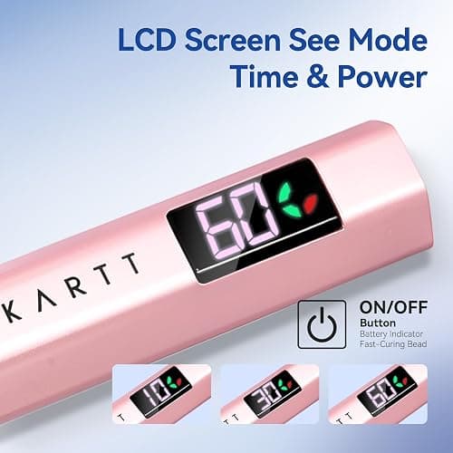 Makartt Handheld Mini UV Nail Lamp Pearl Pink LCD 2 Timer USB | Rechargeable with LCD Display, Cures Gel Polish & Glue, Fast Drying, Ideal for Home & Salon thumbnail 6