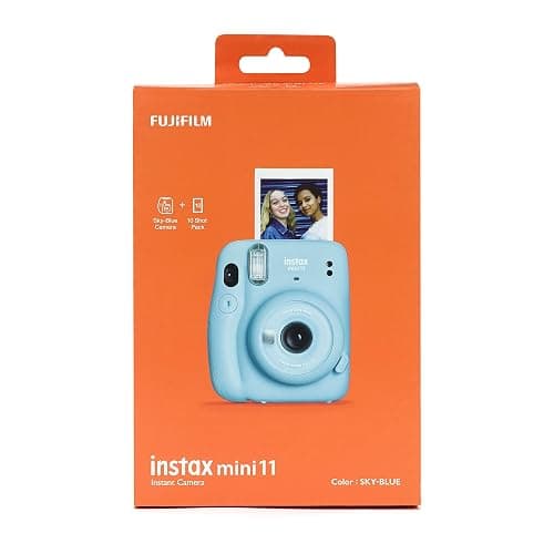 Instax Mini 11 Sofortbildkamera mit 1 x 10 Aufnahmen Sofortbildfilm-Patrone, automatische Belichtung, Selfie-Objektiv, Handschlaufe, Himmelblau - Image 1