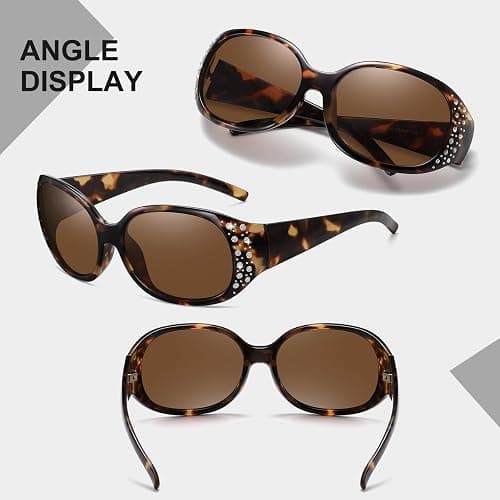 HAOLOTA Polarized Sunglasses for Women, Rhinestone Wrap Around Sunglasses with UV400 Protection thumbnail 7