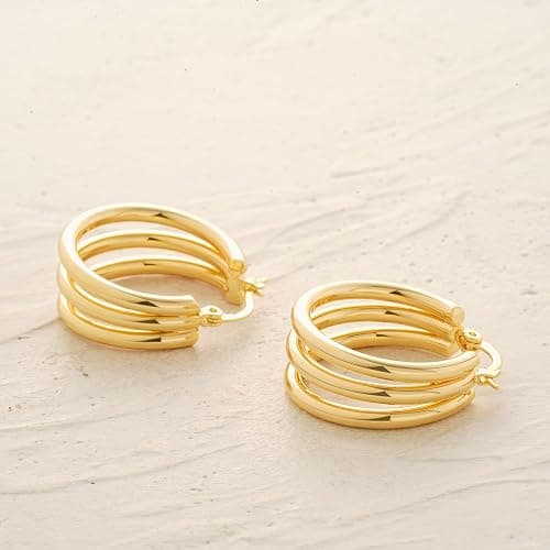 MYEARS Women Hoop Earrings Gold 14K Simple Hypoallergenic Everyday Jewelry thumbnail 4