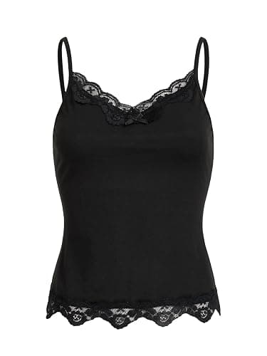 SHENHE Women's Lace Cami Y2K V Neck Sleeveless Tank Top Spaghetti Strap Camisole - Image 1