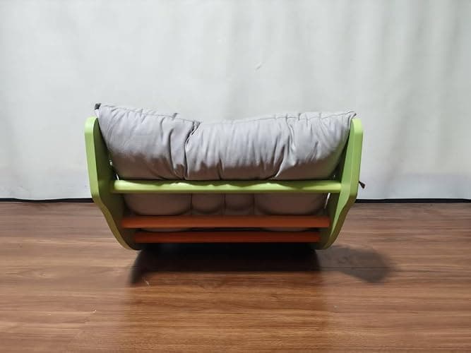 COSYLAND Kids Climber Arch Rocker with Cushion - Solid Wood Indoor Pikler Climbing Toys for Toddler with Handrails - Scentless Indoor Playground Arch Climbing Ladder (Green Frame, Rainbow Sticks) thumbnail 2