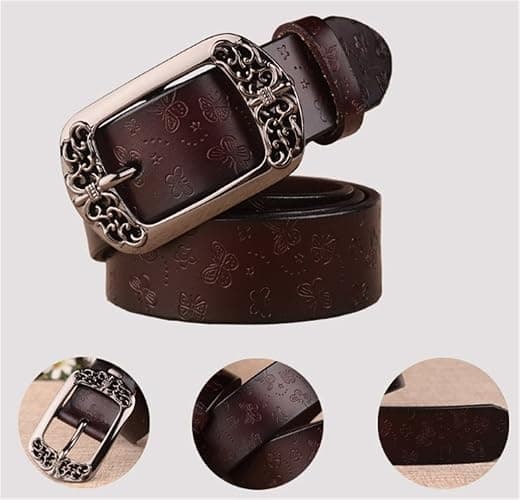Worry-Free Shopping Women's Cowhide Leather Waist Belt Pin Buckle Butterfly Pattern for Jeans,Workwear thumbnail 4