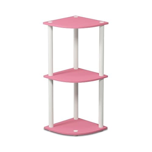Furinno TURN-N-TUBE Corner Shelf, 3-Tier Corner Bookshelf, Display Storage Shelves with Open Shelves, for Organization and Storage, Living Room, Home Office, Garage, Pink thumbnail 7