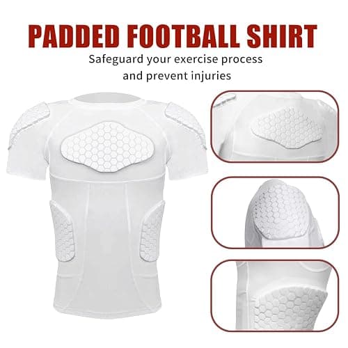 MK MOSSE KARNE Mens Padded Compression Shirt Football Rib Protectors 6-Football Pads Chest Protector Padded Shirt Protective Gear for Football Baseball Basketball thumbnail 3