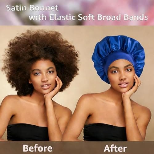 HU ZJKD Silk Bonnet for Men Women Hair Bonnet for Sleeping,High Elasticity Wide Soft Band Sleep Cap for Curly Hair Braids thumbnail 5